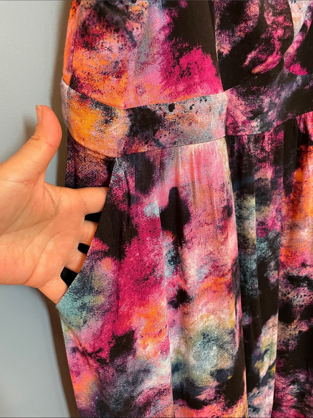 Torrid Rainbow Tie Dye Maxi Dress 3X Tiered Boho Galaxy Abstract Print - Picture 5 of 10